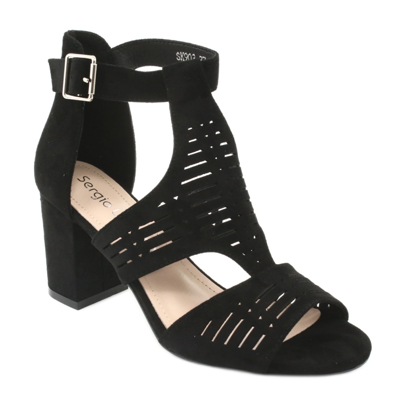 Sandały z cholewką zamszowe  Sergio Leone SK903 czarne 1