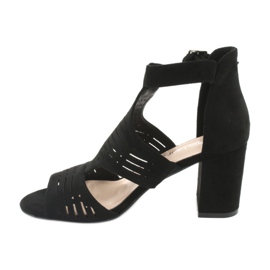 Sandały z cholewką zamszowe  Sergio Leone SK903 czarne 2