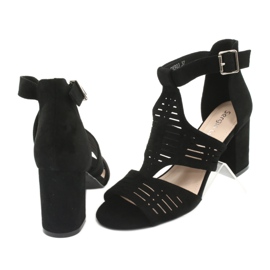 Sandały z cholewką zamszowe  Sergio Leone SK903 czarne 4