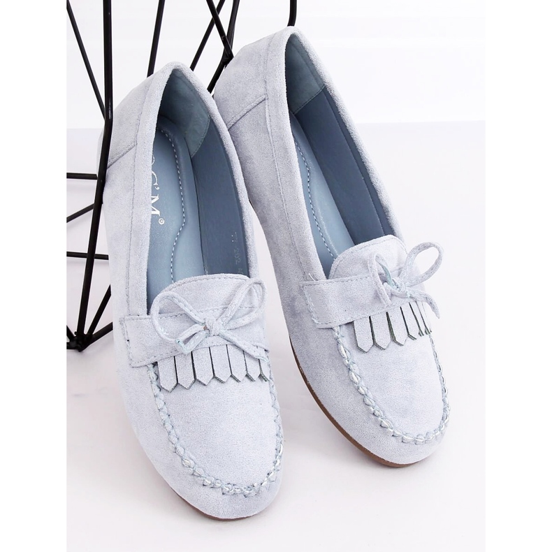 Mokasyny damskie klasyczne niebieskie 77-202 Blue 1