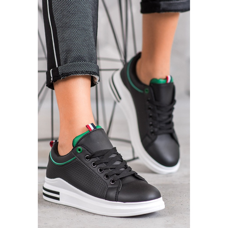 SHELOVET Czarne Trampki Na Platformie 1