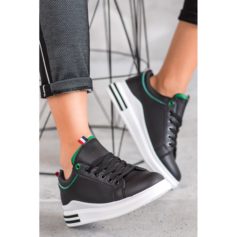 SHELOVET Czarne Trampki Na Platformie 2