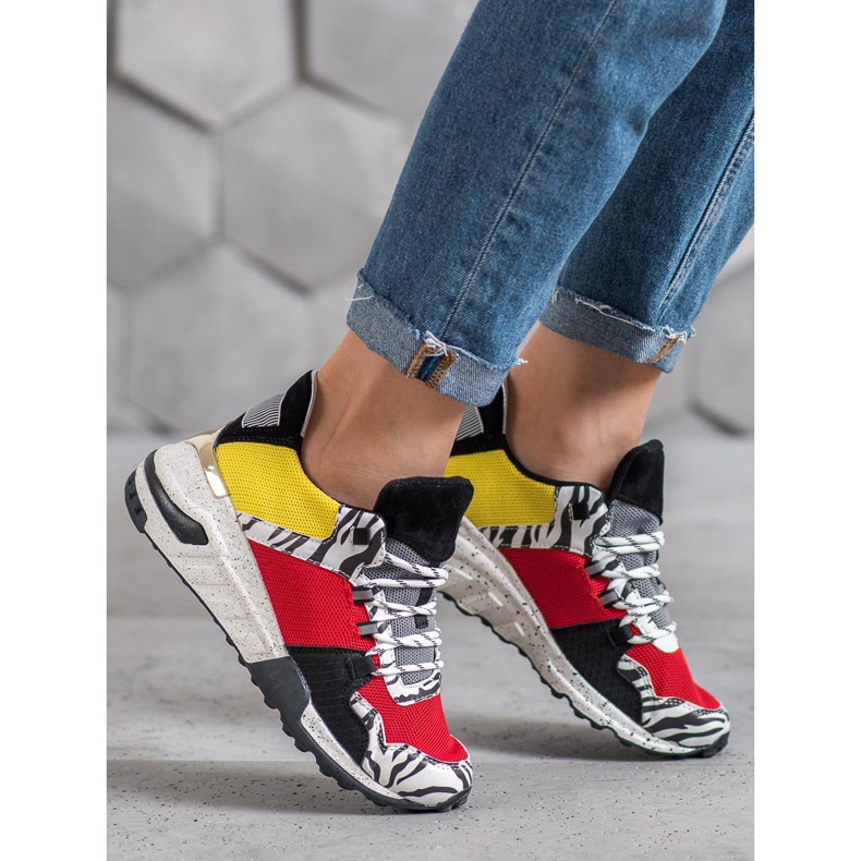 SHELOVET Sneakersy Na Platformie Zebra Print wielokolorowe 2
