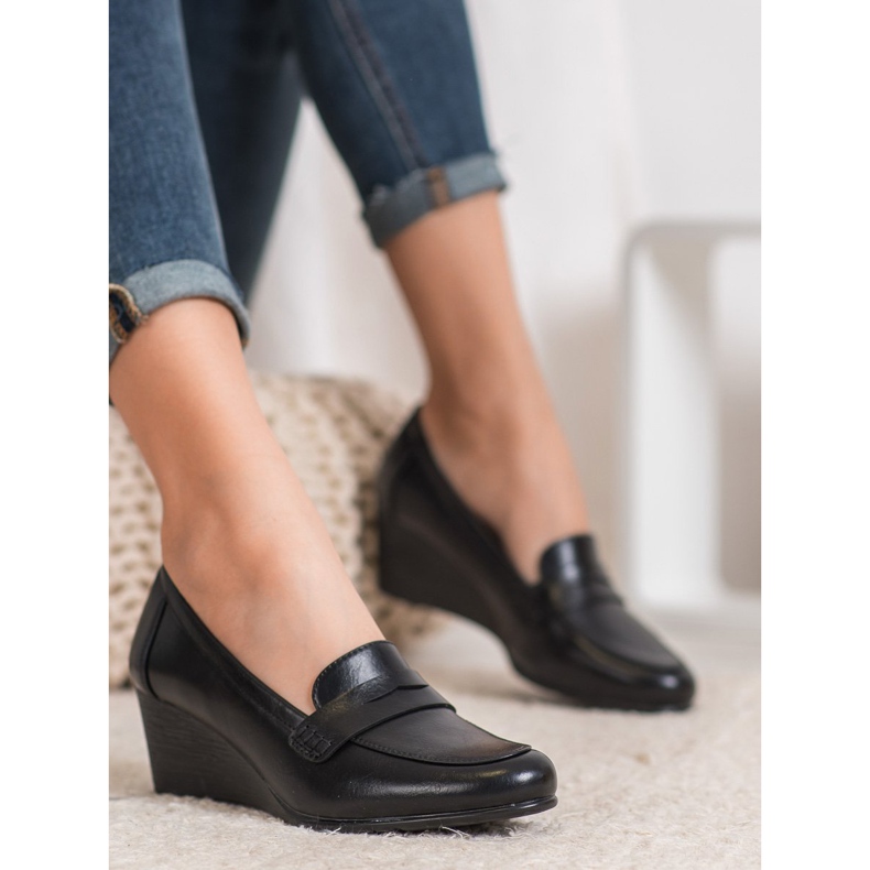 Mokasyny Na Koturnie VINCEZA czarne 2