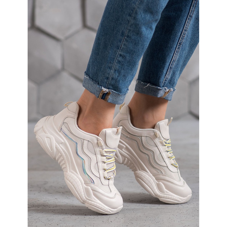 SHELOVET Sneakersy Na Platformie brązowe 1