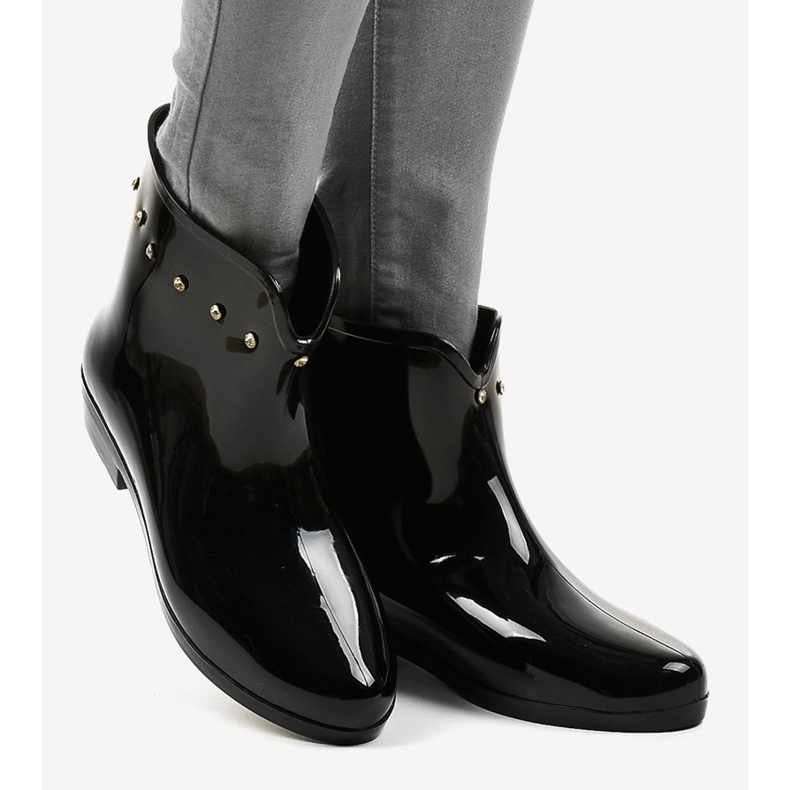 Czarne krótkie kalosze z cyrkoniami SD97E-1 2