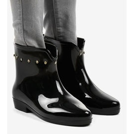 Czarne krótkie kalosze z cyrkoniami SD97E-1 1