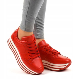 Czerwone modne damskie obuwie sportowe 230-4 1