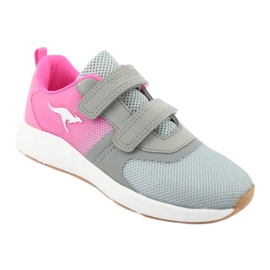 KangaROOS buty sportowe na rzepy 18506 grey/neon pink różowe szare 1