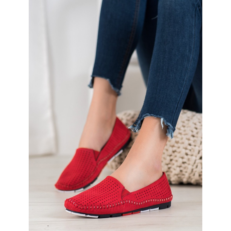 Goodin Ażurowe Buty Slip On czerwone 1