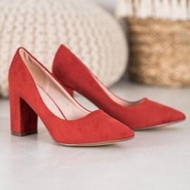 Ideal Shoes Łososiowe Czółenka Na Obcasie wielokolorowe pomarańczowe 4