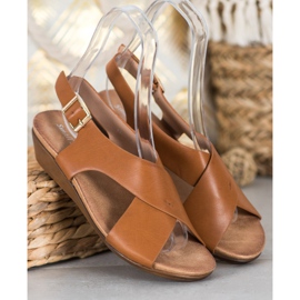 Small Swan Wygodne Camelowe Sandały brązowe 1