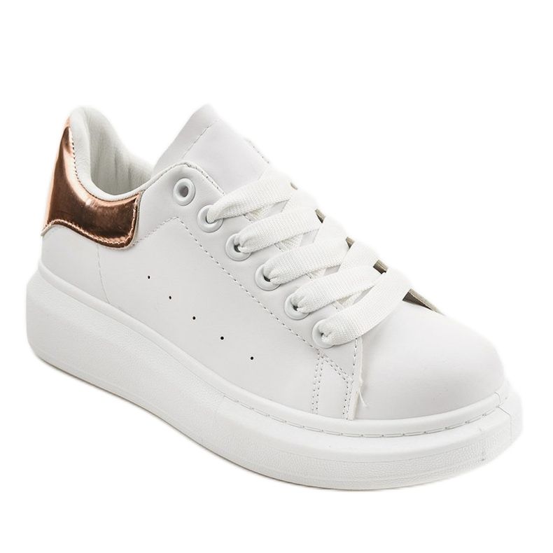 Białe trampki na grubej podeszwie 650-3 1