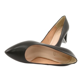 Czarne Skórzane Czółenka na Obcasie Espinto 890/1 5