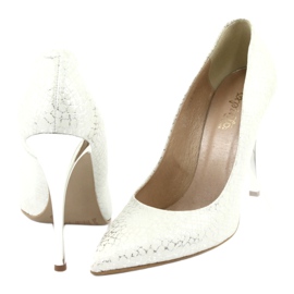 Czółenka Na Srebrnej Szpilce Espinto 391/63 białe szare 4