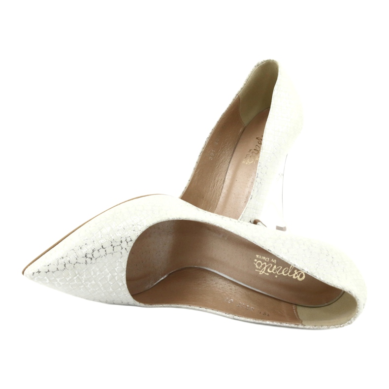 Czółenka Na Srebrnej Szpilce Espinto 391/63 białe szare 5