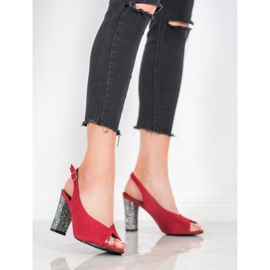 Goodin Sandały Z Ozdobnym Obcasem czerwone 2
