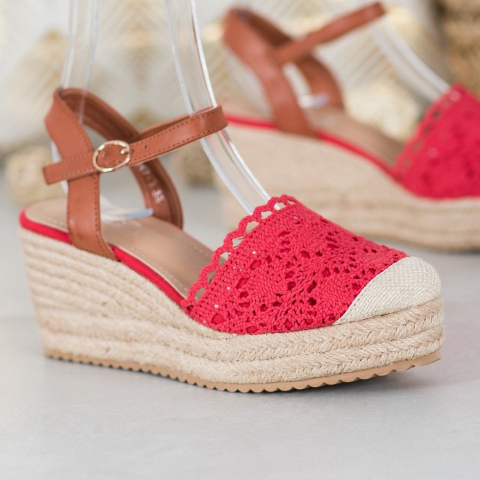 Small Swan Espadryle Na Koturnie brązowe czerwone 1