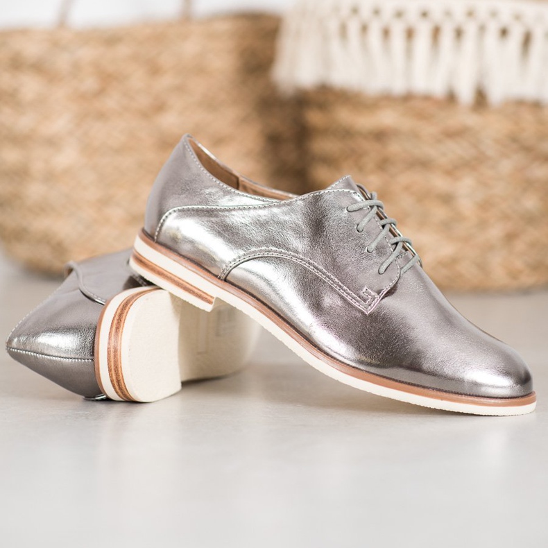 SHELOVET Szare Półbuty Z Eko Skóry 1