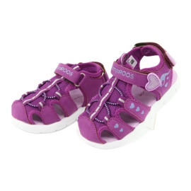 Sandałki dziewczęce serduszka Kangaroos 02035 fioletowe różowe szare 3