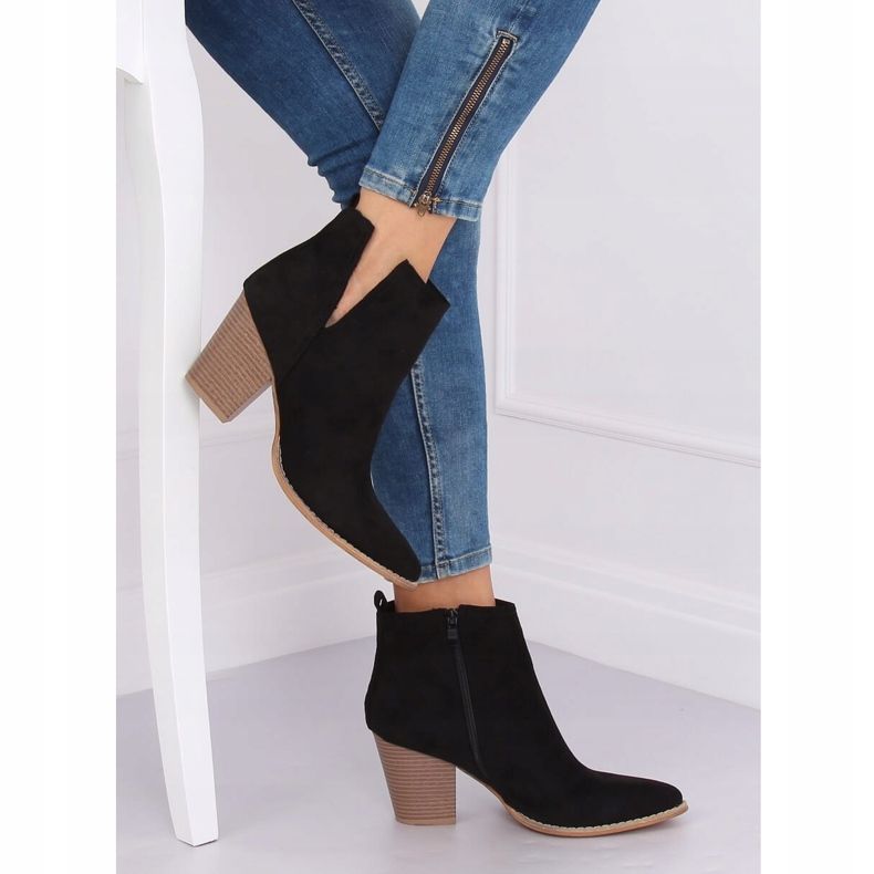Botki na obcasie przejściowe czarne ZE03P Black 2