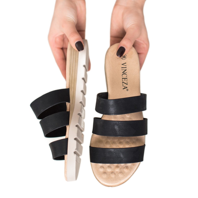 Czarne Klapki VINCEZA 1