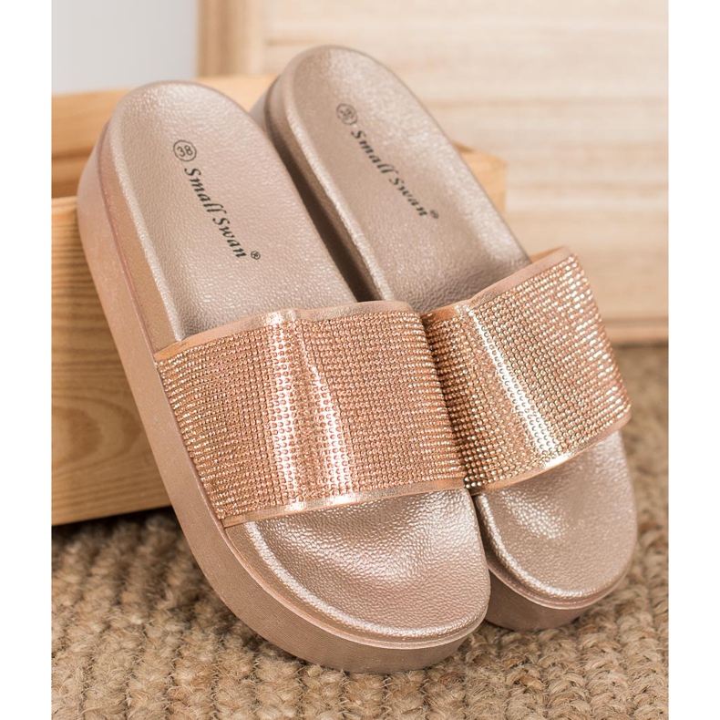 SHELOVET Klapki Na Platformie żółte 1