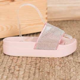 SHELOVET Klapki Na Platformie różowe 1