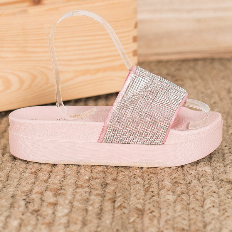 SHELOVET Klapki Na Platformie różowe 1