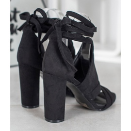 Seastar Wiązane Sandałki Na Słupku czarne 1