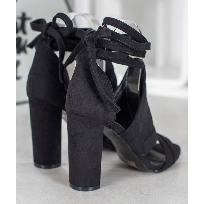 Seastar Wiązane Sandałki Na Słupku czarne 1