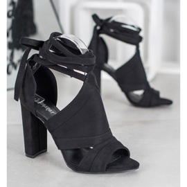 Seastar Wiązane Sandałki Na Słupku czarne 2