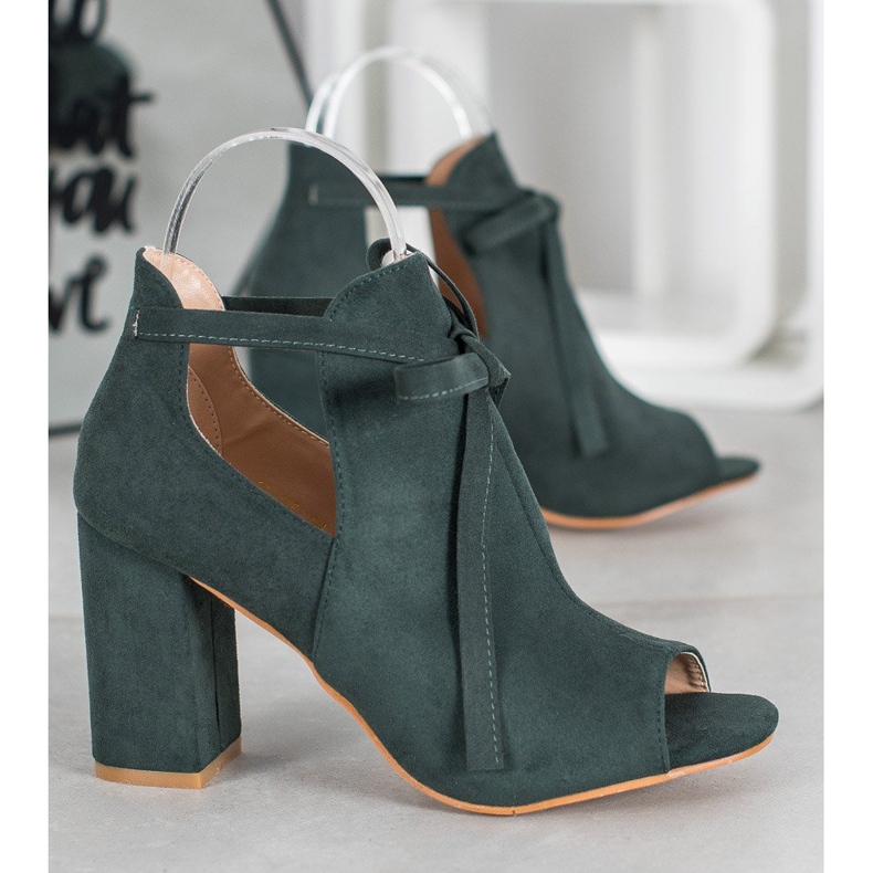 Wiązane Botki Open Toe VINCEZA zielone 1