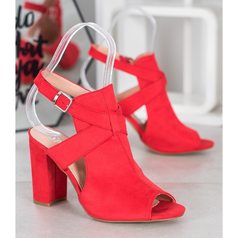 Seastar Stylowe Sandałki Na Słupku czerwone 1