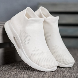 SHELOVET Tekstylne Buty Slip On białe 2