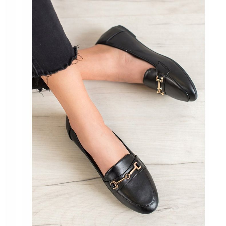 Clowse Stylowe Obuwie Z Eko Skóry czarne 2