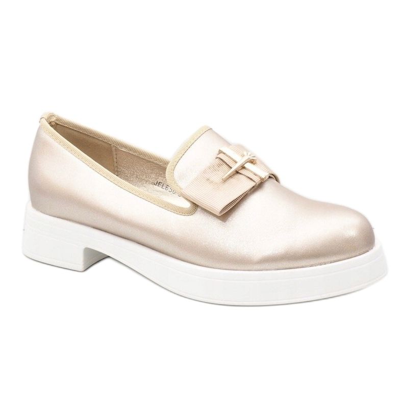 Złote wsuwane półbuty na platformie JFL656-3 złoty 1