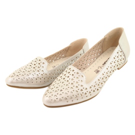 M.Daszyński Lordsy balerinki złote Daszyński SA151 brązowe szare 3