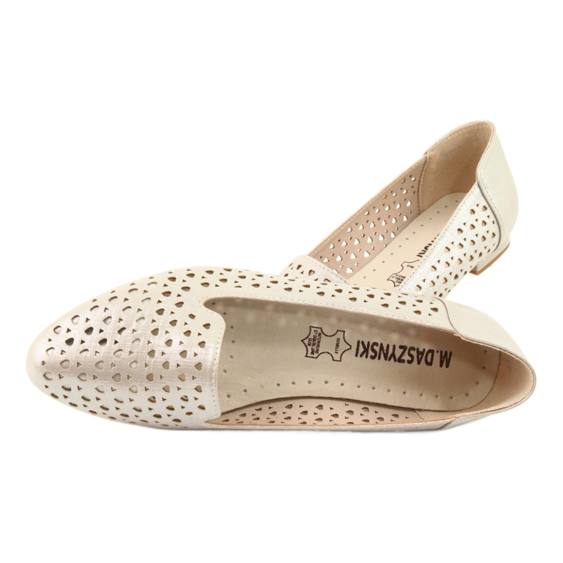 M.Daszyński Lordsy balerinki złote Daszyński SA151 brązowe szare 5