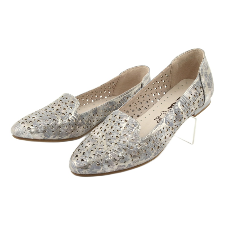 M.Daszyński Lordsy balerinki lawendowo/złote Daszyński SA151 różowe szare 3