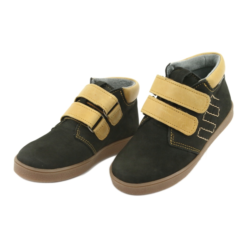 Trzewiki skórzane na rzepy Mazurek 1341 czarne wielokolorowe żółte 3