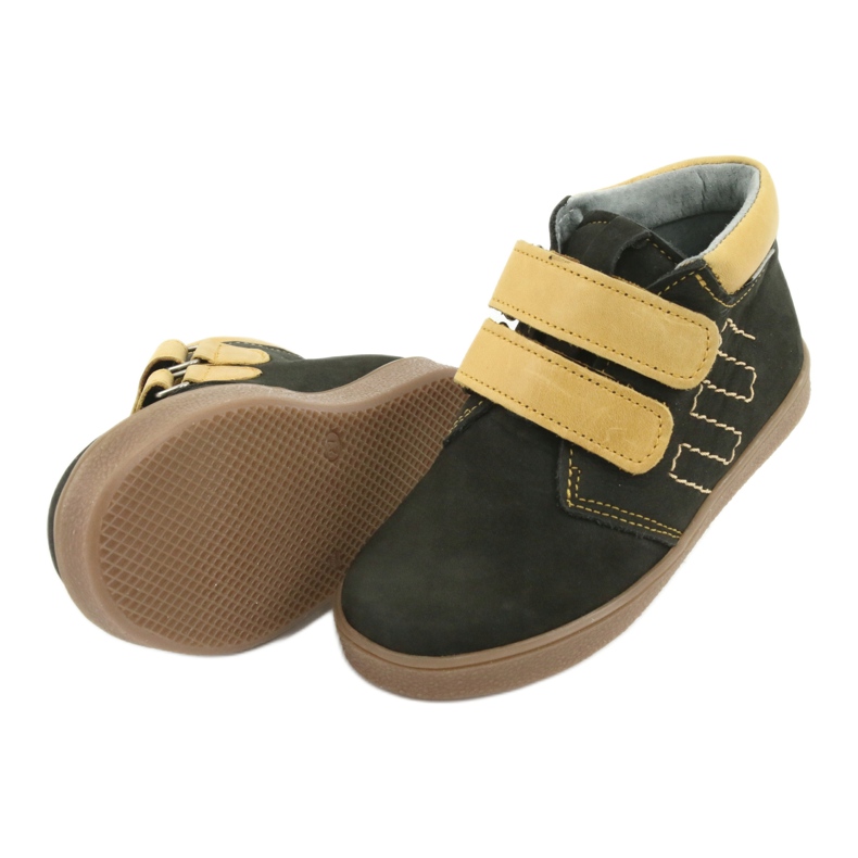 Trzewiki skórzane na rzepy Mazurek 1341 czarne wielokolorowe żółte 5