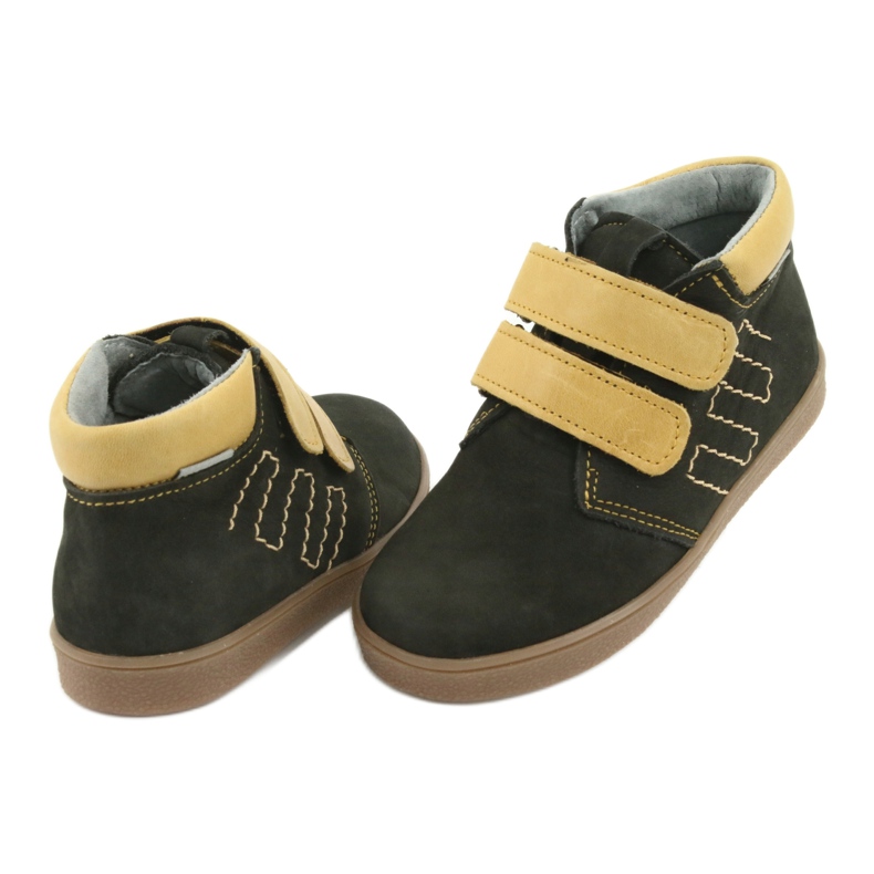 Trzewiki skórzane na rzepy Mazurek 1341 czarne wielokolorowe żółte 4