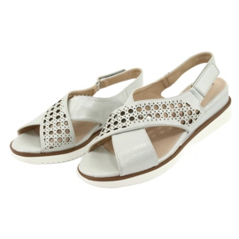 M.Daszyński Sandały srebrne na koturnie Daszyński 1838 szare 3