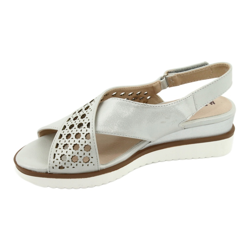 M.Daszyński Sandały srebrne na koturnie Daszyński 1838 szare 2