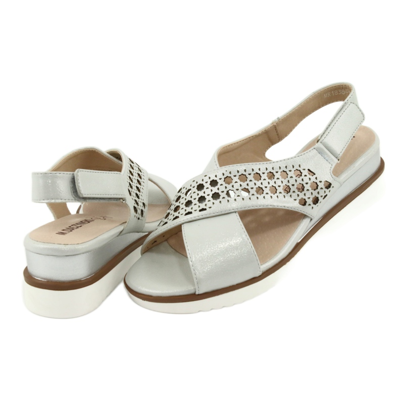 M.Daszyński Sandały srebrne na koturnie Daszyński 1838 szare 4