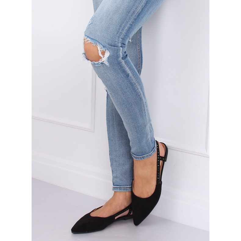 Baleriny z odkrytą piętą czarne YJ335 Black 1