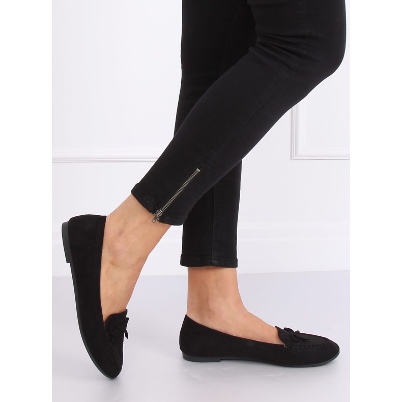 Mokasyny damskie czarne 9F127 Black 2