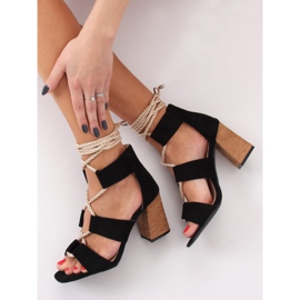 Sandałki na obcasie czarne LL-229P Black 2