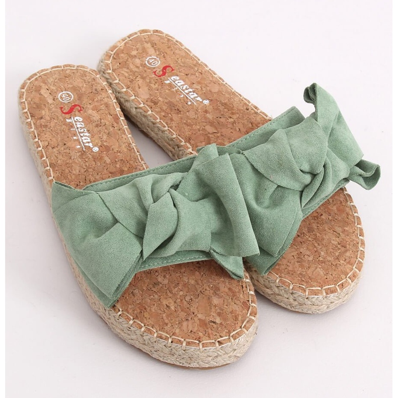 Klapki espadryle zielone JH115P Green 1